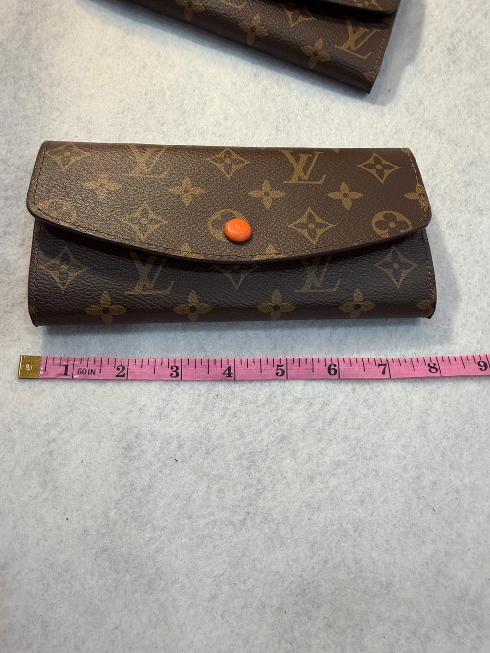 Monogram lv Continental Wallet in Brown with Orange Snap - Picture 10 of 10
